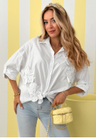 Košeľa z naszytymi kwiatami April Flowers ecru