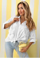 Košeľa z naszytymi kwiatami April Flowers ecru