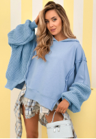 Mikina z dzianinowym kapturem i rękawami Think About It béžová