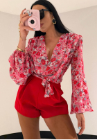 Kwiecista Blúzka z wiązaniem La Milla Khloe ružová