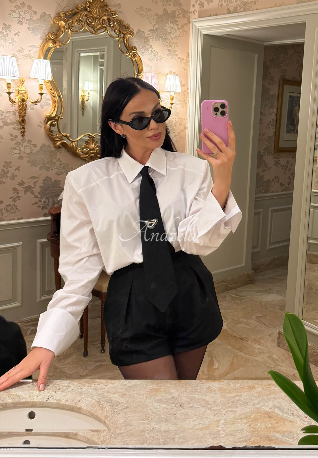 Bavlnená košeľa s kravatou La Milla Kendall Biela