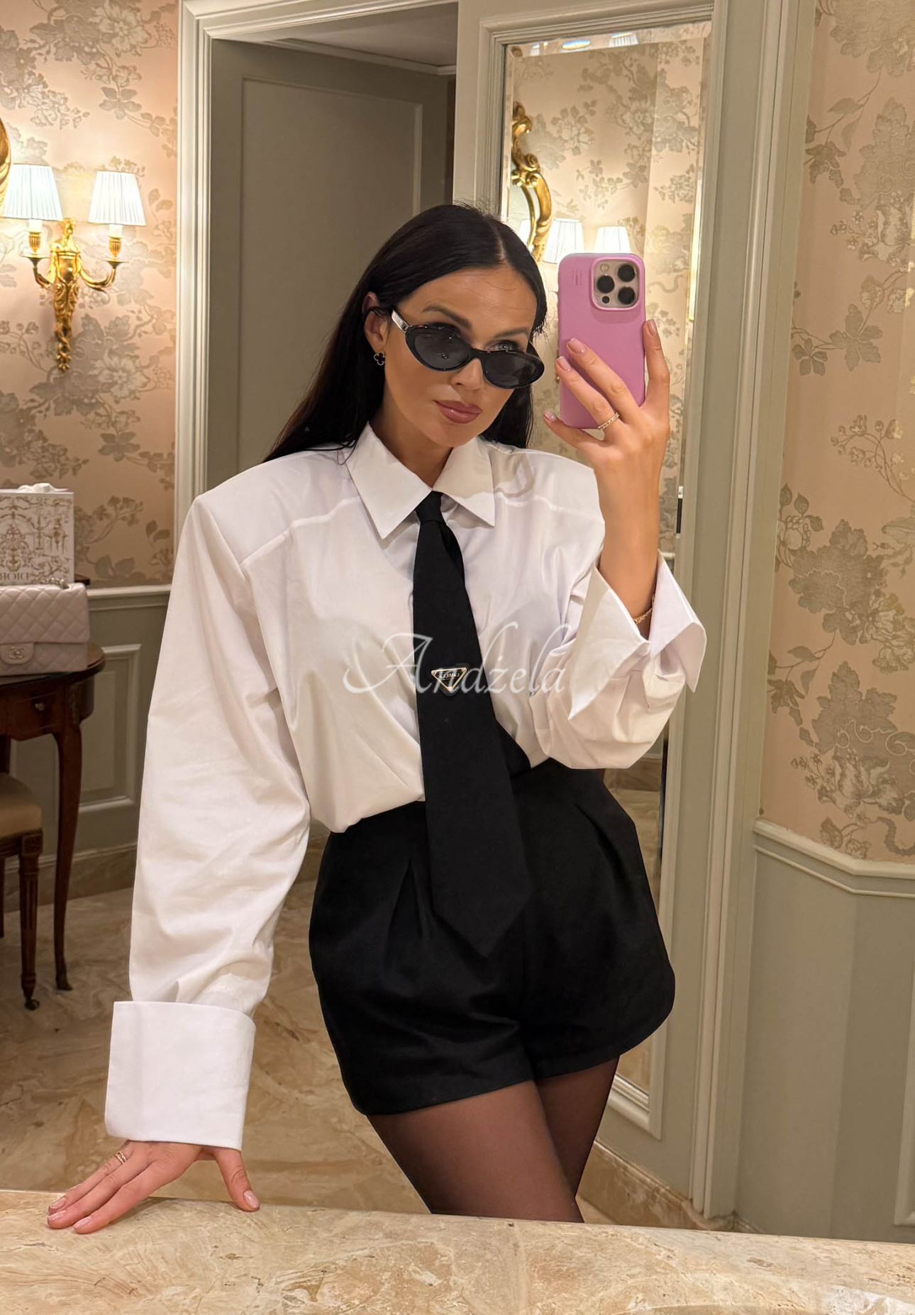 Bavlnená košeľa s kravatou La Milla Kendall Biela