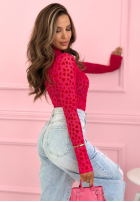 Body longsleeve z półgolfem w serduszka Broke My Heart ružové