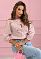 Košeľa z koronkowymi falbankami Sweet Lace púdrovo ružová