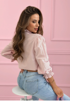 Košeľa z koronkowymi falbankami Sweet Lace púdrovo ružová