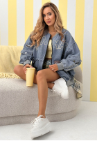 džínsová Bunda Nothing Is Impossible svetlomodrá