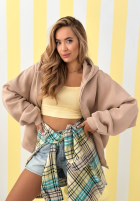 Mikina s kapucňou oversize Don't Tell béžová