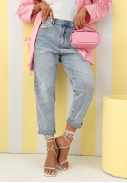 Nohavice džínosové mom fit Why Wait modré