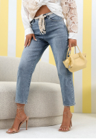 Nohavice džínosové loose fit z paskiem No Time For This modré