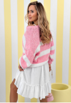 Sveter w paski Strawberry Lollipop biało-ružový