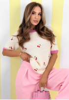 Miękki Sveter w wisienki Just Cherries béžový