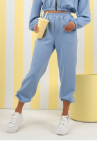Nohavice dresowe ze ściągaczami New Season Baddie blankytné