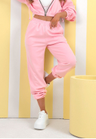 Nohavice dresowe ze ściągaczami New Season Baddie púdrovo ružová