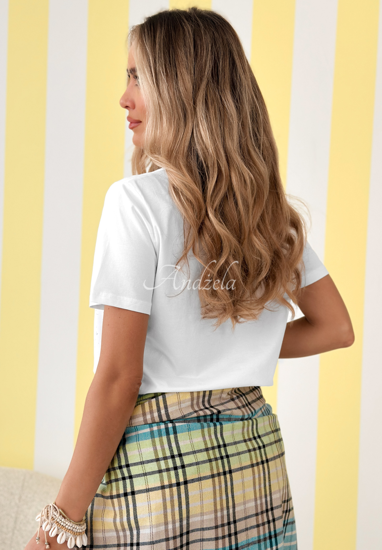 Bawełniany Tričko z napisami Baglio biało-žltá