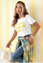 Tričko z napisami Baglio biało-ružový