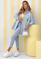 Bunda kożuszek z nadrukami Capri Dolce Vita ecru