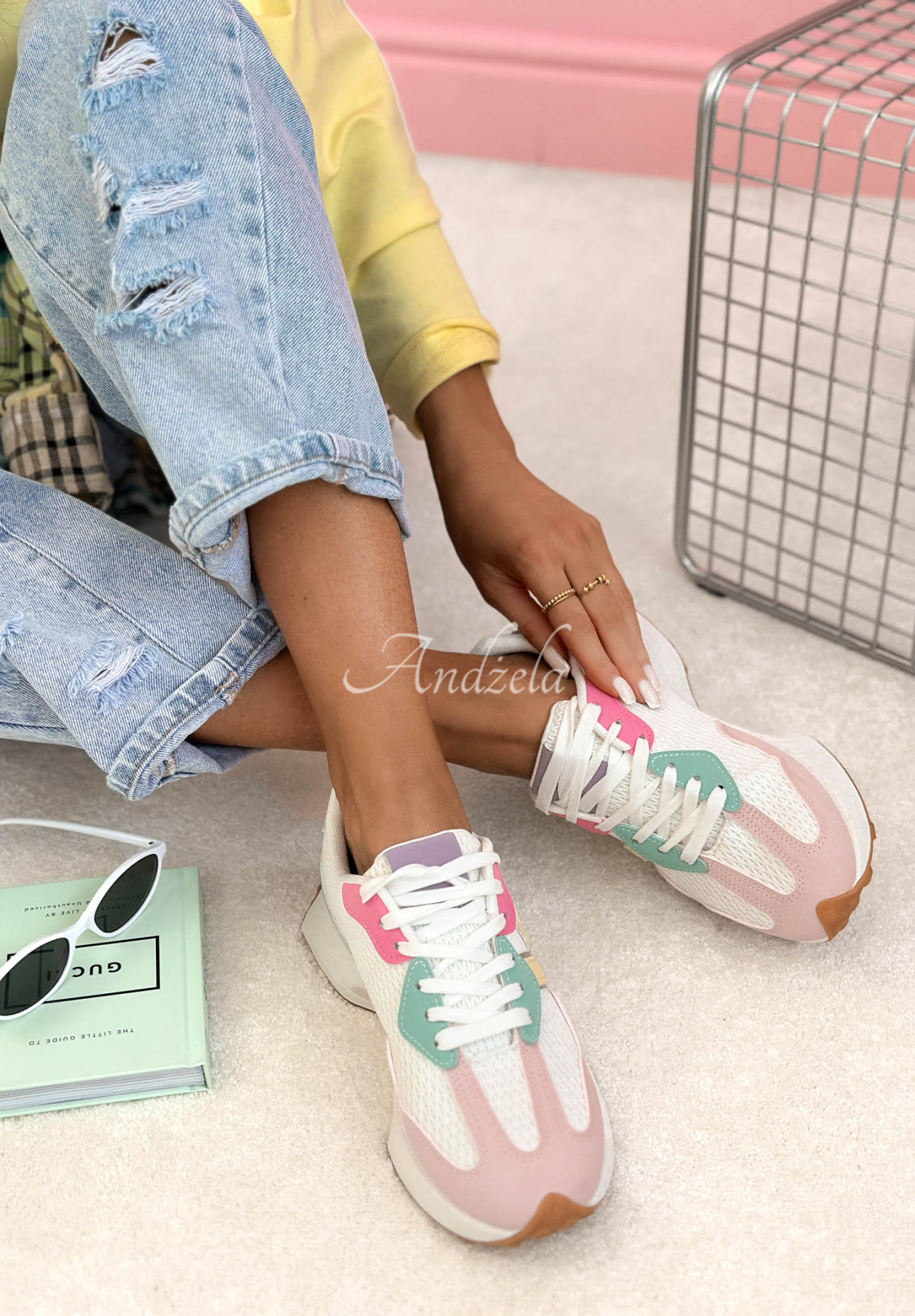 Tenisky Running Towards You bielo-ružové