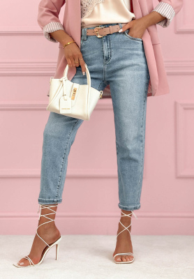 Dž&iacute;nsy mom fit Stading Tall svetlomodr&eacute;