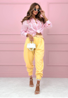 Pasiasta Košeľa z lyocellu z falbankami Spring Garden Party púdrovo ružová