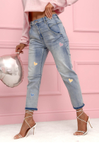 Nohavice džínosové skinny z serduszkami Colorful Hearts svetlomodré