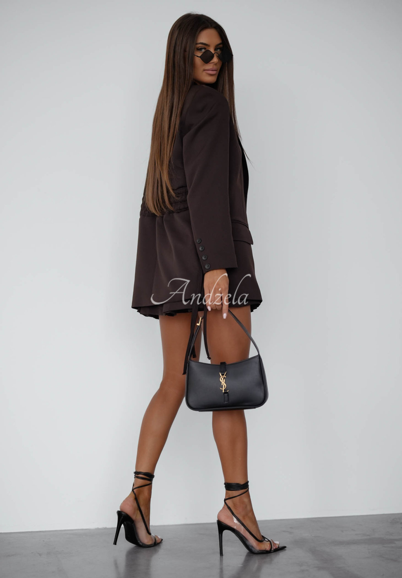 Sako s viazaním She Believed It čokoládová