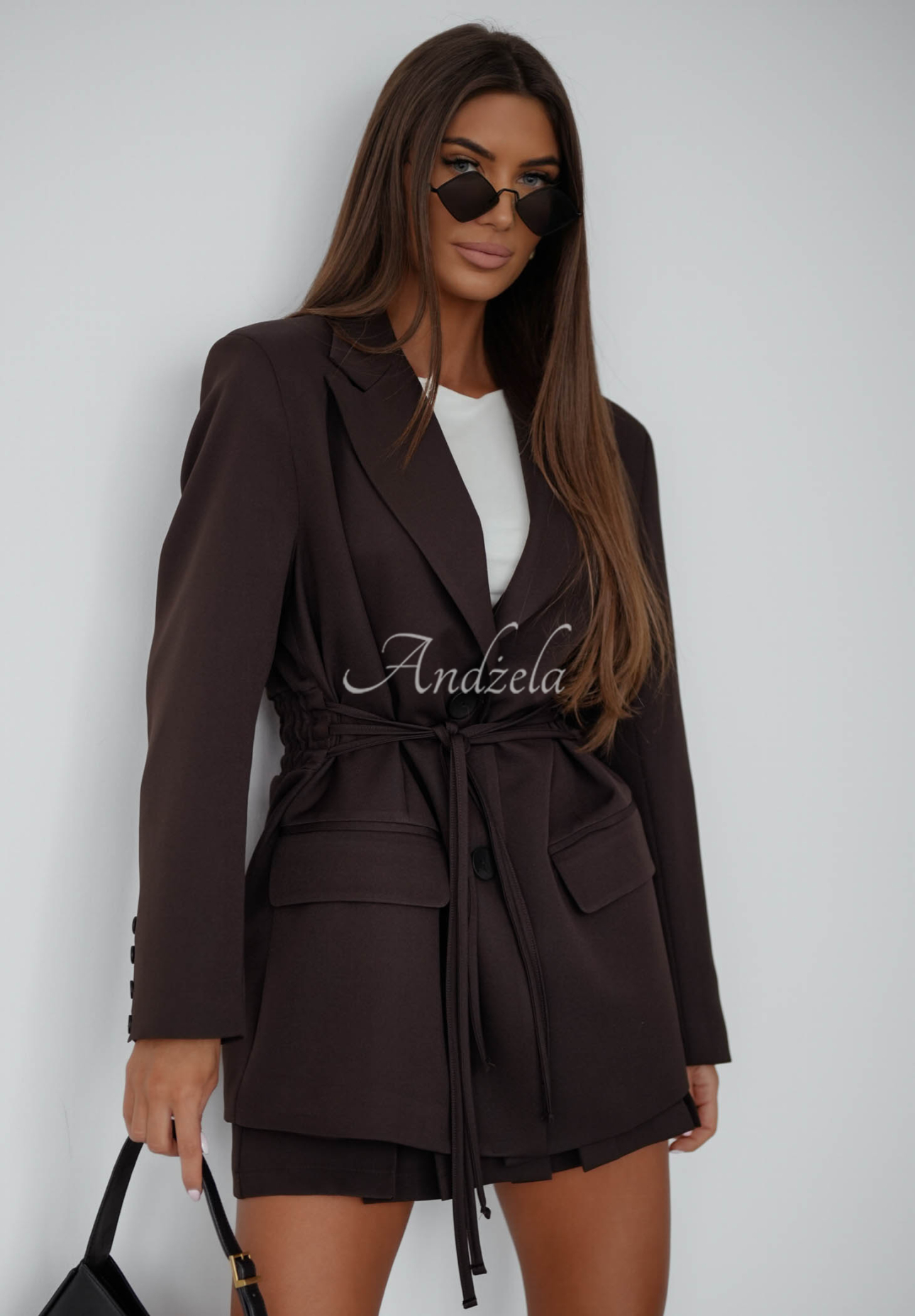 Sako s viazaním She Believed It čokoládová