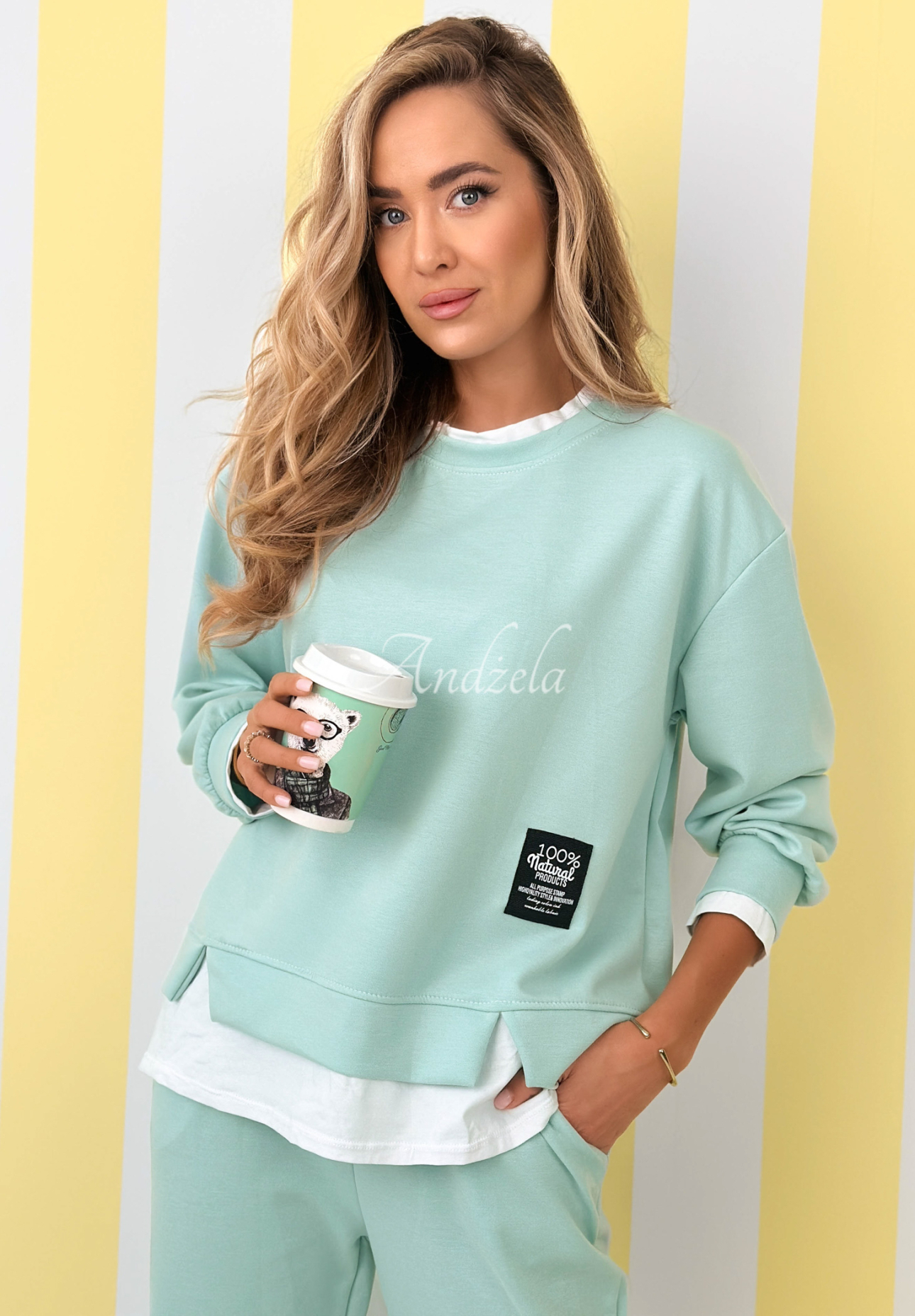 Viskózová tepláková súprava mikina a nohavice Why Not Me zelený