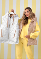 Prešívaná Vesta s kapucňou Spring Touch Biela
