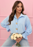 Košeľa z ozdobnymi broszkami Brunch Outfit blankytná