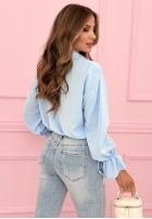 Košeľa z ozdobnymi broszkami Brunch Outfit blankytná