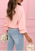 Košeľa z ozdobnymi broszkami Brunch Outfit púdrovo ružová