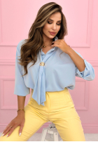 Elegancka Košeľa z wiązaniem Fresh Tulips blankytná