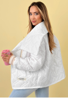 Prešívaná Bunda z kołnierzem Where Are We Biela