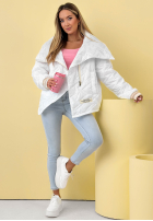 Prešívaná Bunda z kołnierzem Where Are We Biela