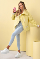 Prešívaná Bunda z kołnierzem Where Are We Biela