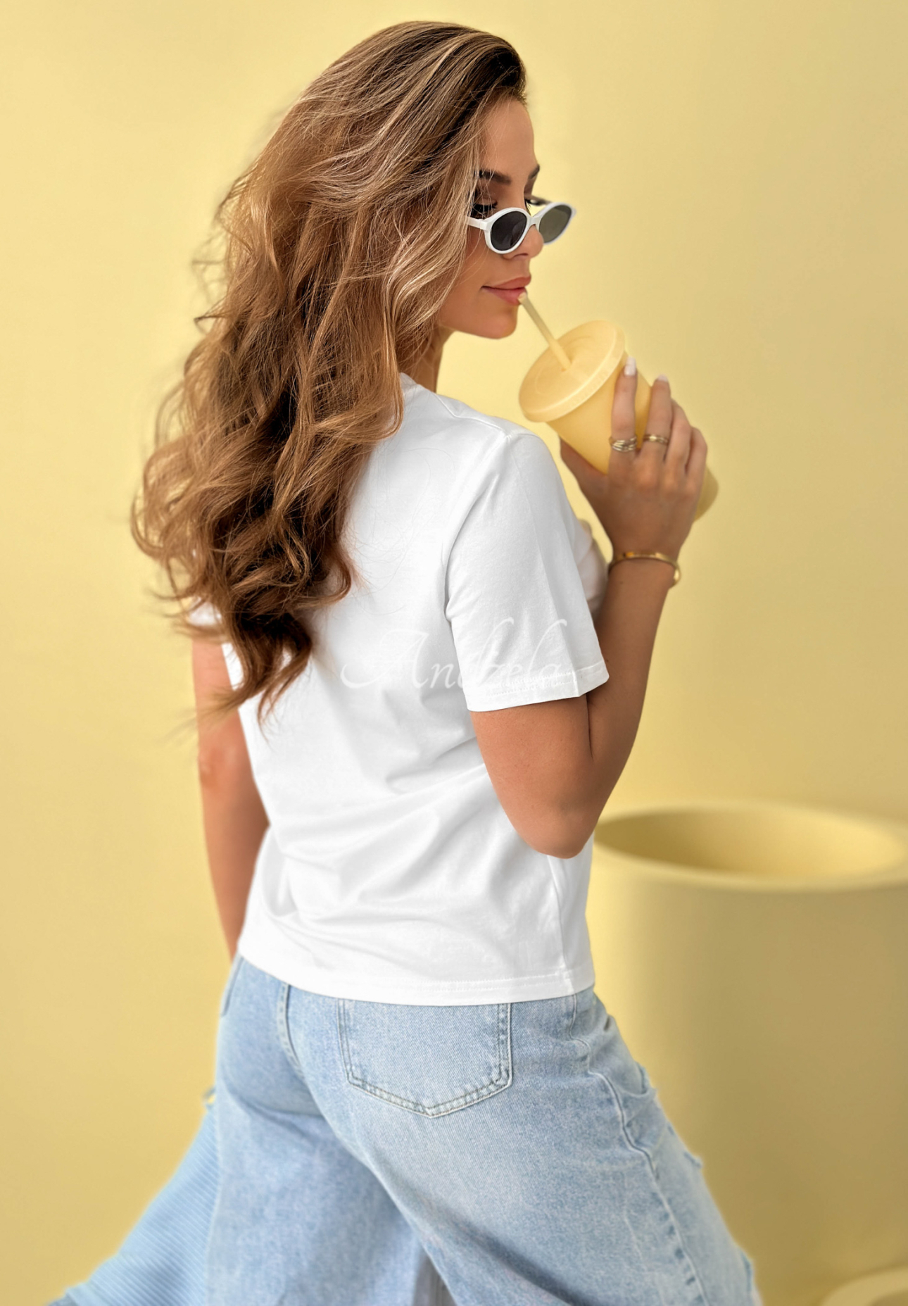 Bavlnené tričko s potlačou Sweet Goodness bielo-modrý