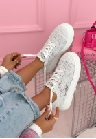 Koronkowe Tenisky Heidi biele