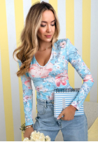 Kwiecista Blúzka z dekoltem Camellia fuchsiová