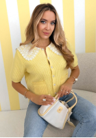 Sweterek z koronkowym kołnierzem Oh Sweet Lace blankytný