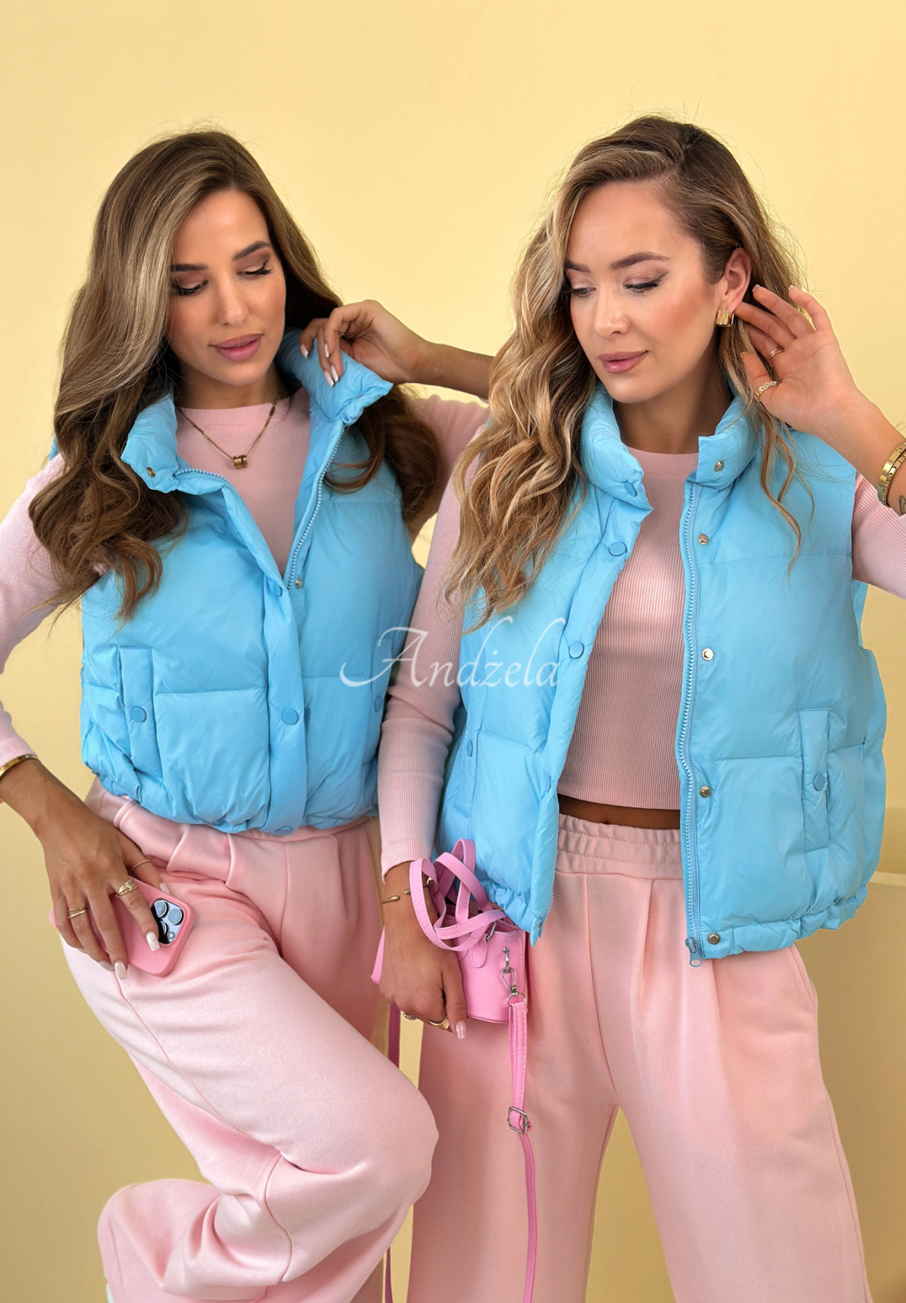 Páperová krátka vesta Veronica blankytná