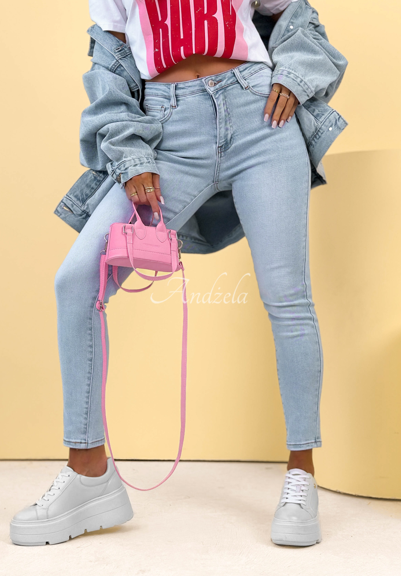 Džínsy skinny Pamela svetlomodré