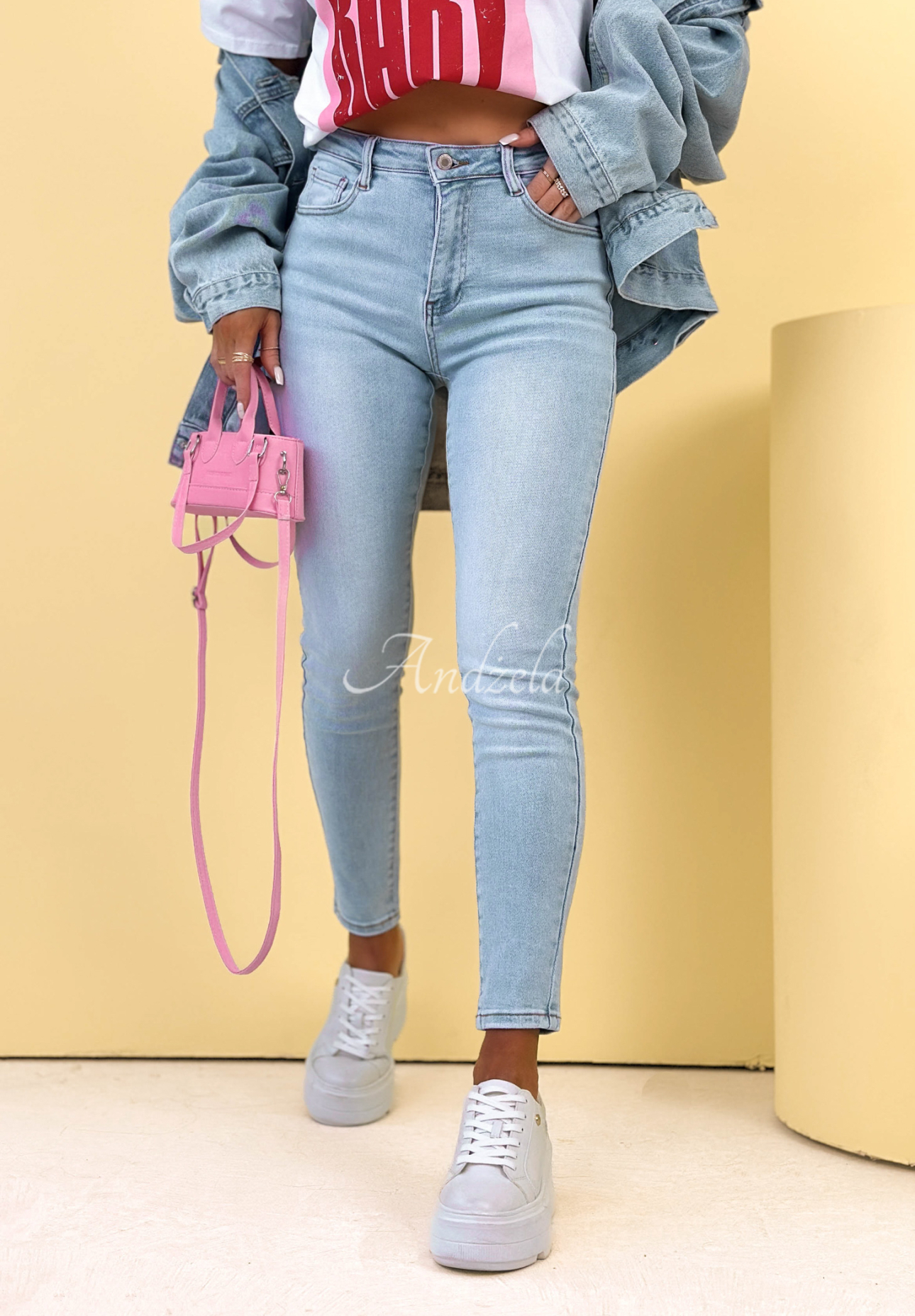 Džínsy skinny Pamela svetlomodré