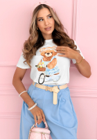 Bawełniany Tričko z misiem Bicycle Bear biało-blankytný