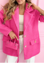 Kabát kożuszek z kołnierzem Ingrid fuchsiový