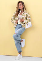 Kwiecista Bunda ze stójką Garden Of Flowers biało-zelená