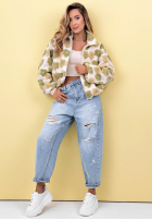 Kwiecista Bunda ze stójką Garden Of Flowers biało-zelená