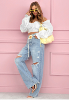 Zamszowa Kabelka z ozdobnymi przeszyciami Everyday Smile blankytná