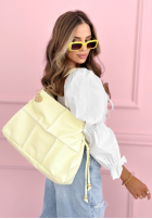 Zamszowa Kabelka z ozdobnymi przeszyciami Everyday Smile blankytná