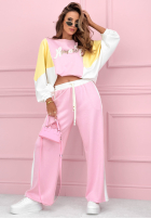 Tepláková súprava Mikina i Nohavice Spring Amour różowo-žltá