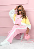Tepláková súprava Mikina i Nohavice Spring Amour różowo-žltá
